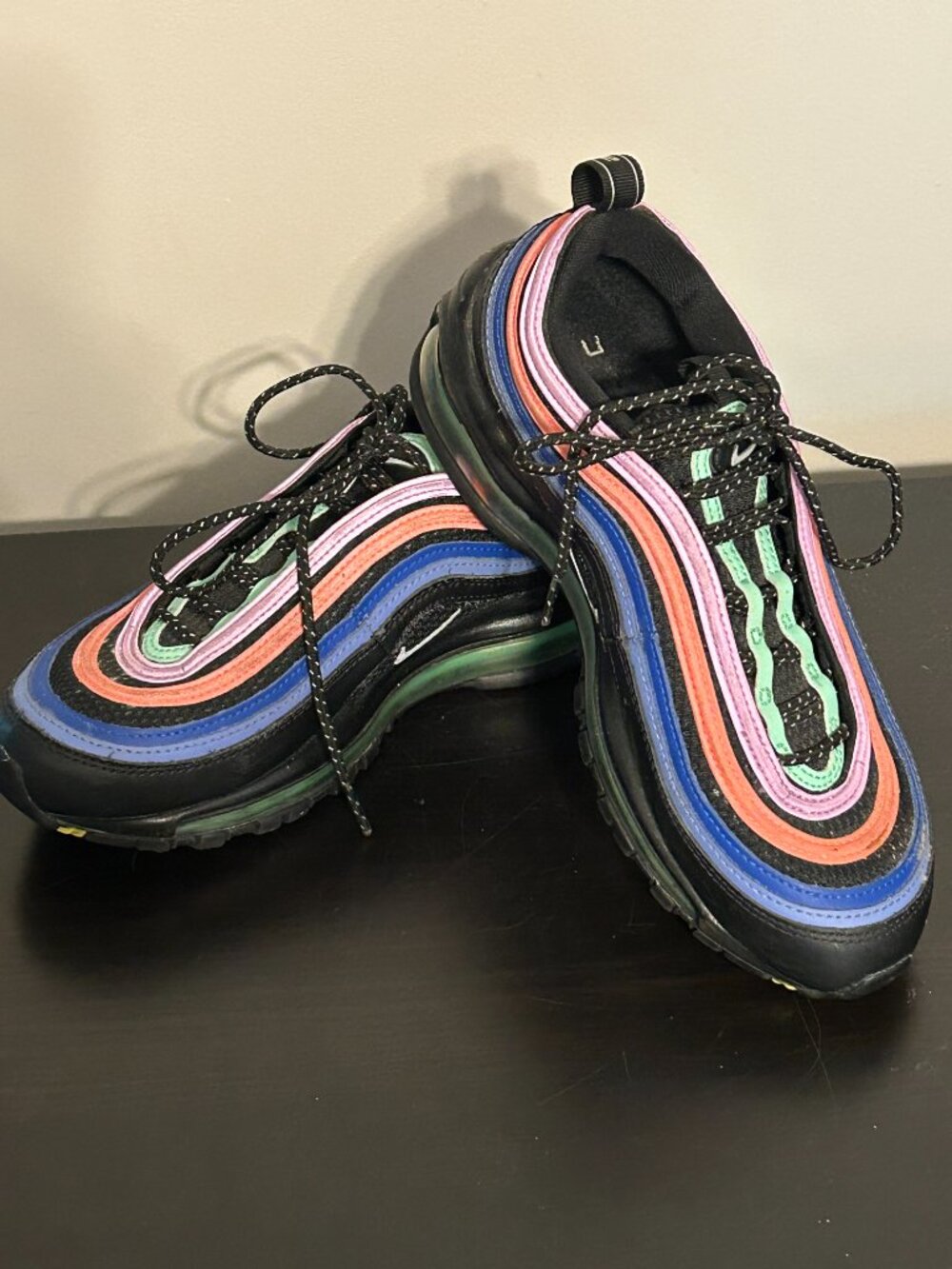 Womens NIKE Air Max 97 Sz 7.5 Black Multi-Color Athletic Sneakers CW6028-001